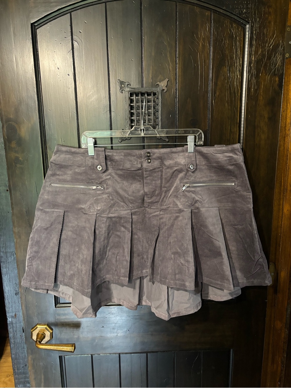 Grey corduroy pleated mini skirt hot topic plus size 2